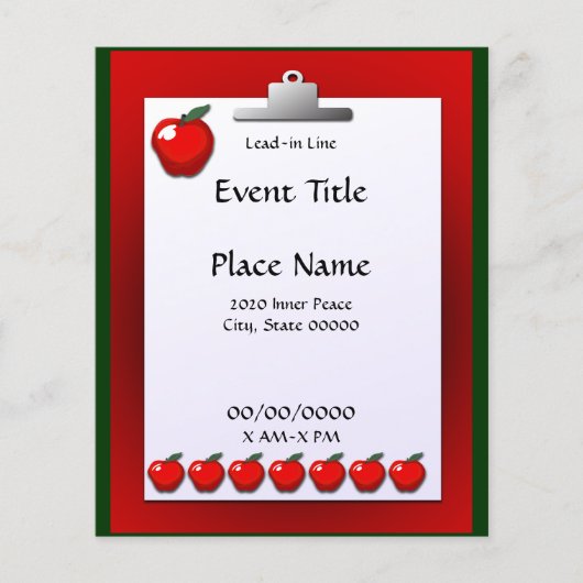 School Onderwijzer Appel Klein Evenement Flyer (Voorkant)