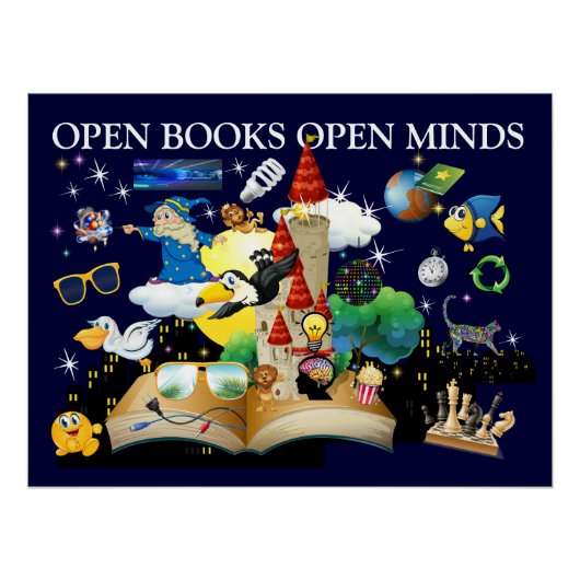 School Open Boeken Glanzende Poster (Voorkant)