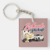 School Ophalen Busy Moeder Levensstijl Sleutelhanger (Voorkant)