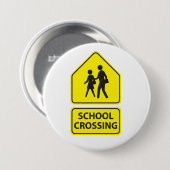 School Oversteekplaats Knop Ronde Button 7,6 Cm (Voorkant /achterkant)