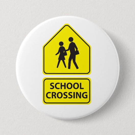 School Oversteekplaats Knop Ronde Button 7,6 Cm (Voorkant)