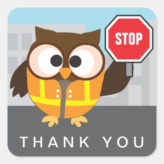 School Owl Crossing Guard dank je Vierkante Sticker (Voorkant)