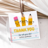 School Pencil Leraar Waardering Bedankt Square Bedankjes Labels