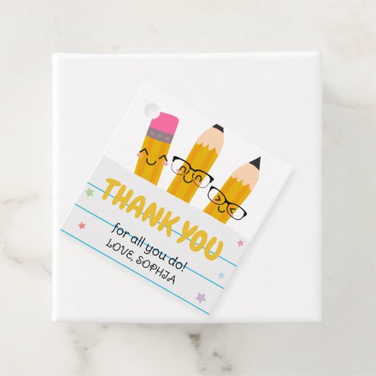 School Pencil Leraar Waardering Bedankt Square Bedankjes Labels (In situ)