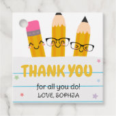 School Pencil Leraar Waardering Bedankt Square Bedankjes Labels (Voorkant)