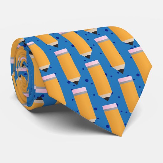 School Pencil Pattern Blue Neck Tie Stropdas (Opgerold)