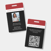 School Personeel QR Code Personeelsfoto ID Docent  Badge (Voor- en achterkant)