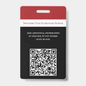 School Personeel QR Code Personeelsfoto ID Docent  Badge (Achterkant)