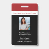 School Personeel QR Code Personeelsfoto ID Docent  Badge (Voorzijde)