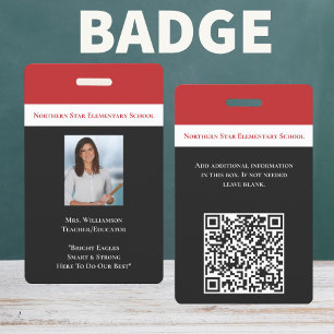 School Personeel QR Code Personeelsfoto ID Docent  Badge