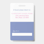 School Personeels ID-badge met grote foto Badge (Achterkant)