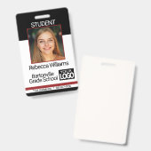 School / Personeelsfoto Badge - Zwart en Rood (Voor- en achterkant)
