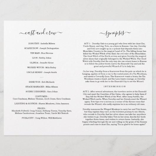 School Play of Theater Playbill / Program Flyer (Achterkant)