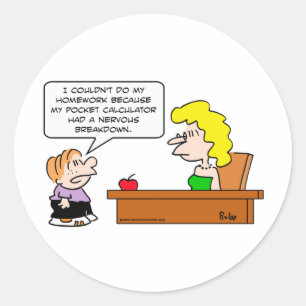 School Pocket Calculator Huiswerk Ronde Sticker