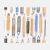 School potlood hand getekende illustratie fleece deken (Voorkant (Horizontaal))
