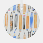 School potlood hand getekende illustratie glas ornament (Voorkant)