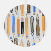 School potlood hand getekende illustratie glas ornament (Achterkant)