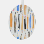 School potlood hand getekende illustratie glas ornament (Voorkant Rechts)