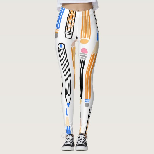 School potlood hand getekende illustratie leggings (Voorkant)