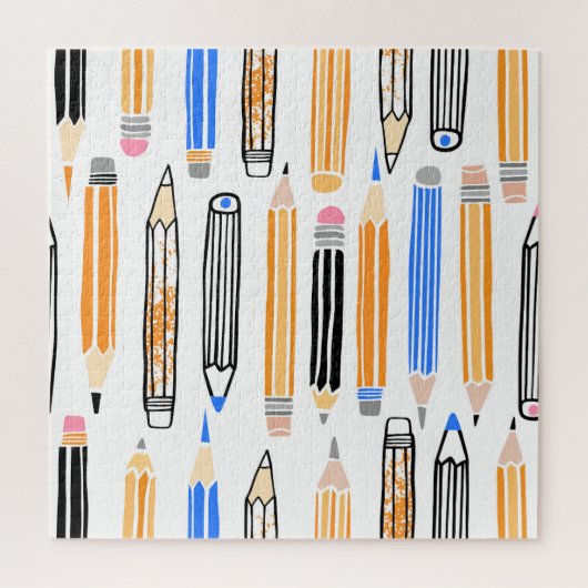 School potlood hand getekende illustratie legpuzzel (Verticaal)