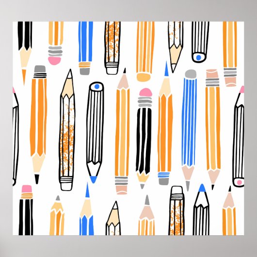 School potlood hand getekende illustratie poster (Voorkant)