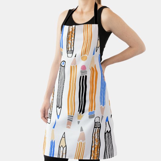 School potlood hand getekende illustratie schort (Insitu)