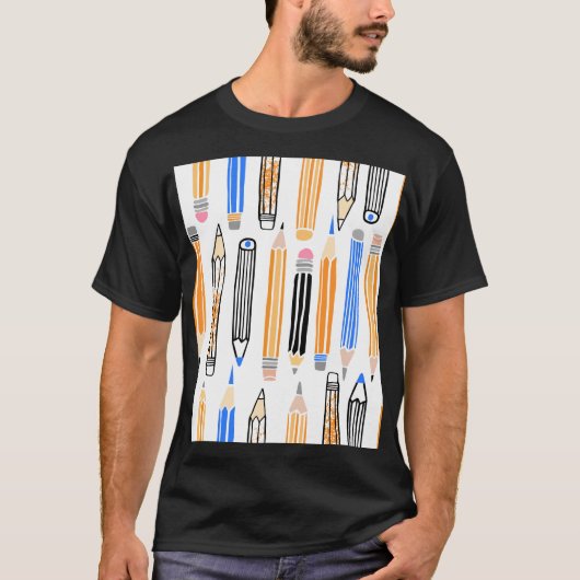School potlood hand getekende illustratie t-shirt (Voorkant)