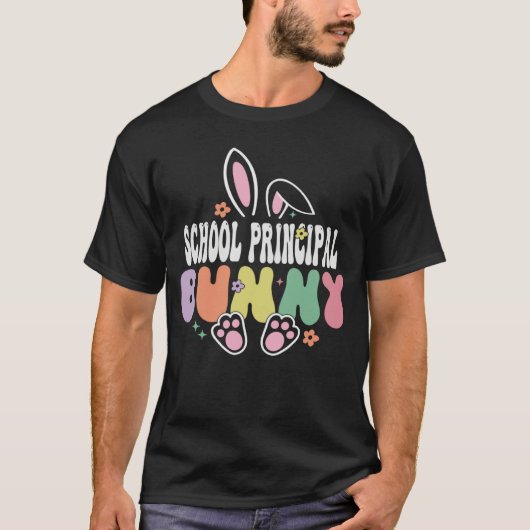 School Principal Bunny Easter Day Groovy Family Ma T-shirt (Voorkant)