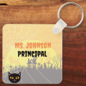 School Principal Halloween Spooky Principal Custom Sleutelhanger (Achterkant)