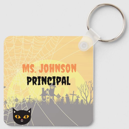 School Principal Halloween Spooky Principal Custom Sleutelhanger (Achterkant)