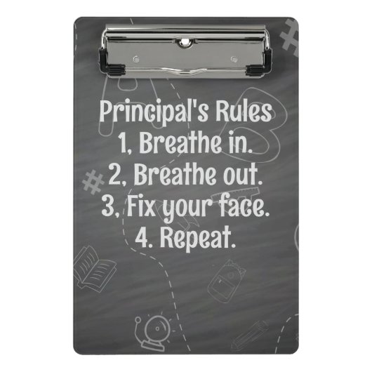School Principal Rules Personaliseer "repareer je  Mini Klembord (Voorkant)