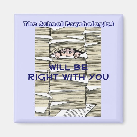 School psycholoog begraven in papierwerk magneet (Voorkant)