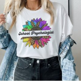 School psycholoog beroep regenboog zonnebloem t-shirt