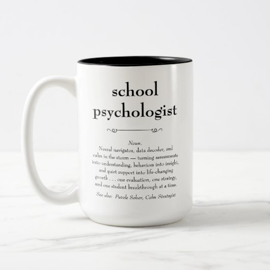 School Psycholoog Definitie Bedankt Gift Tweekleurige Koffiemok (Links)