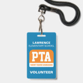 School PTA/PTO vrijwilligersbadge Badge (Voorzijde met lanyard)