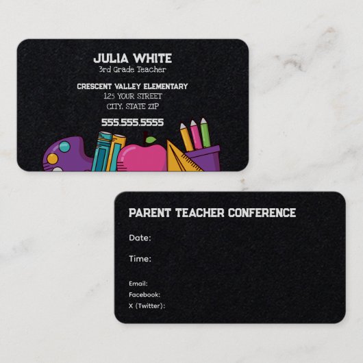 School PTA-vergadering Visitekaartje (Voorkant / Achterkant)