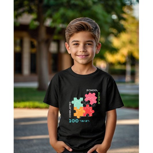 School Puzzel Niveau 100 Dagen van School Kinder T-shirt