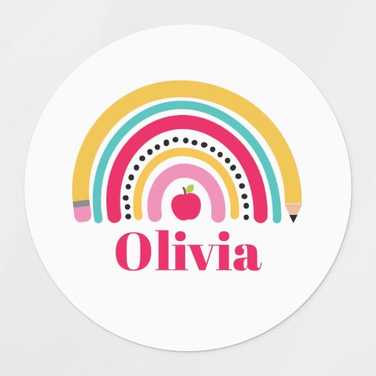 School Rainbow Gepersonaliseerde naam Labels (Design 2)