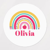 School Regenboog Gepersonaliseerde Naam Labels (Design 1)