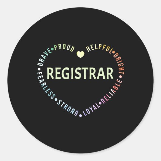 School Registrar Ronde Sticker (Voorkant)