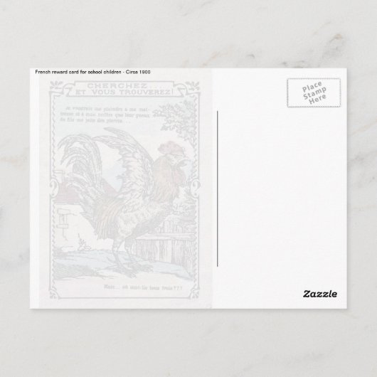 SCHOOL REWARD KAART "ROOSTER" (1900) (Achterkant)