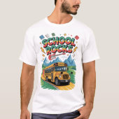 School Rocks Bus Guitar Mountains T-shirt (Voorkant)