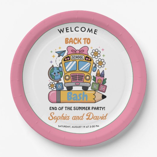 School’s Back Bash! Editable End of Summer Party  Papieren Bordje (Voorkant)