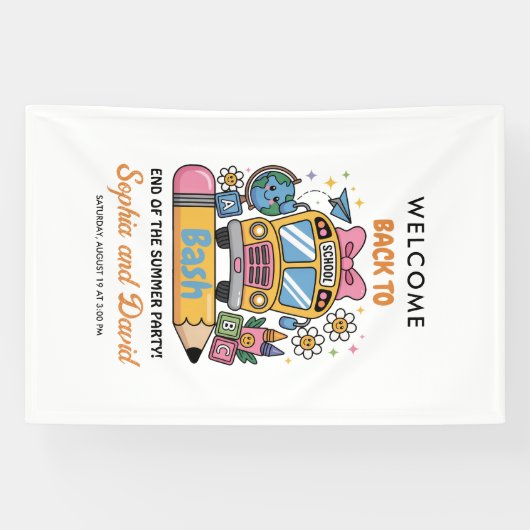 School’s Back Bash! Editable End of Summer Party Spandoek (Horizontaal)
