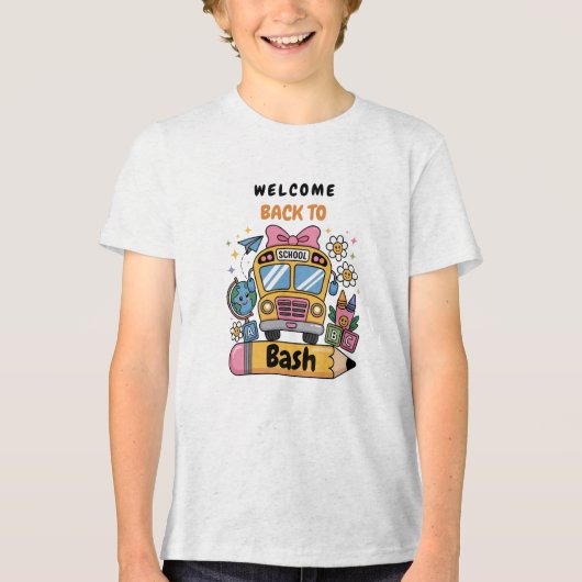 School’s Back Bash! Editable End of Summer Party  Tri-Blend Shirt (Voorkant)