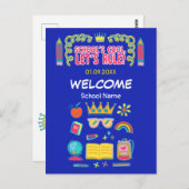 "School’s cool let’s rule" motivatiecitaten Briefkaart (Voorkant / Achterkant)