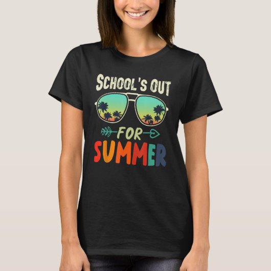 School s Out For Summer Cool Tropical Sunglasses D T-shirt (Voorkant)