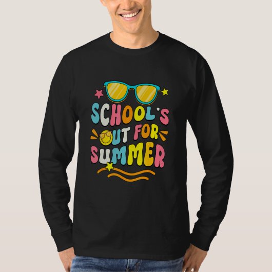 School s Out For Summer Retro Sunglasses Last Day  T-shirt (Voorkant)