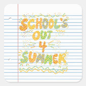 School’s Out Loose Leaf Paper Vierkante Sticker (Voorkant)