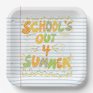 School’s Out Losbladig Papier Papieren Bordje